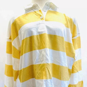 NWT SO Juniors Long Sleeve Pullover Collared Neck Striped Yellow Shirt Size XL